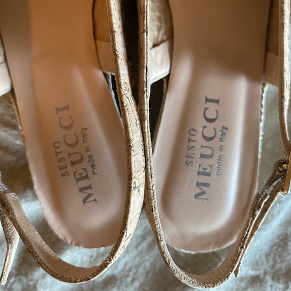 woven leather and cork sling back mules - Picture 8 of 8